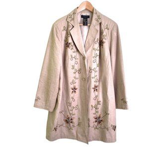 SilkLand Embroidered Long Blazer Jacket